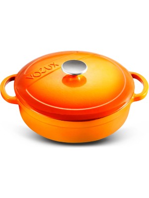 Voeux Kitchenware Amusant Sığ Turuncu Döküm Tencere 28 cm