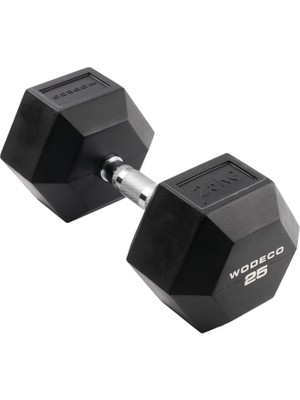 Wodeco Rubber Hex Siyah Kauçuk Altıgen Dambıl 25 kg