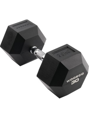 Wodeco Rubber Hex Siyah Kauçuk Altıgen Dambıl 30 kg