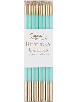 Caspari Birthday Candles In Robin's Egg & Gold Ince 16'lı Doğum Günü Mumu