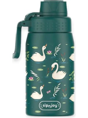SipnJoy Widewonder Swan Harmony Yeşil Çelik Çocuk Su Termosu 420 ml