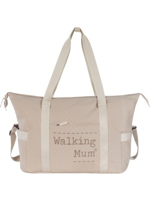 Walking Mum Apricot Bej Pamuklu Eco Mum Ekstra Büyük Boy Bebek Bakım Seyahat Çantası
