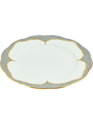 Herend Fish Scale Silver Desenli Gri Porselen Yemek Tabağı 28.5 cm