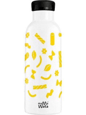 Mamawata Pasta Beyaz Çelik Pipetli Çocuk Termos Suluk 470 ml