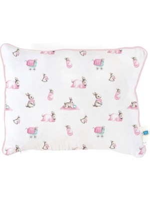 Deux Lapins %100 Pamuk Bébé Lapin Rose Müslin Bebek Yastığı 45X35 cm