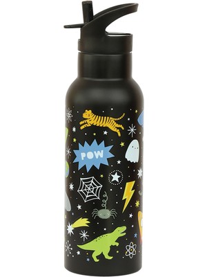 Kids Living Etc. Little Lovely Galaxy Siyah Çelik Pipetli Çocuk Termos Suluk 500 ml