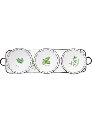 Easy Life Herbarium Beyaz Porselen Bitki Desenli Sunumluk 37 cm