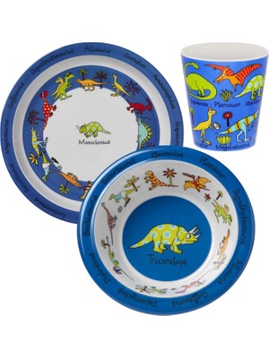 Tyrrell Katz Dino Melamin Çocuk Mama Kasesi Tabağı ve Alıştırma Bardağı 3'lü Set