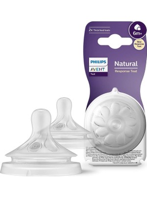 Philips Avent Natural Response Şeffaf Silikon 6+ Ay 6 Numara Kalın Akışlı Anti-Kolik 2'li