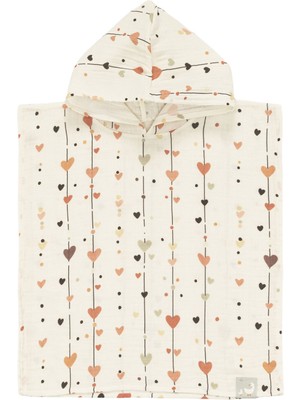 Duckyboo Heartline Krem Pamuk Müslin Unisex Çocuk Panço Havlu
