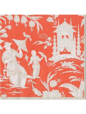 Caspari Silk Road Toile Mandarin Desenli 20'li Servis Peçetesi Seti