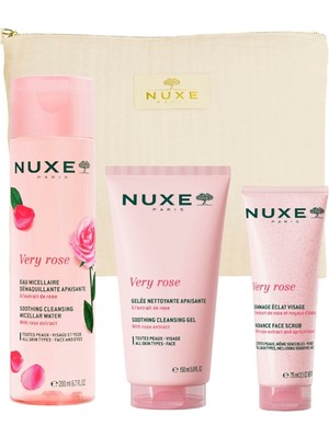 Nuxe Very Rose Temizleme Jeli 150 ml + Makyaj Temizleme Suyu 200 ml + Peeling 75 ml Cilt Bakım Seti