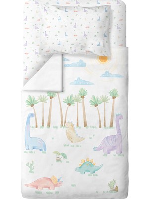 Casadora Baby Dino %100 Organik Pamuk Saten Bebek Çocuk Nevresim Takımı 160 x 220 cm