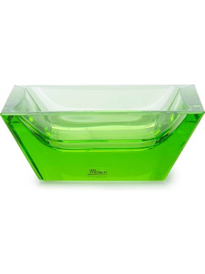 Moser Sarı Kare Formlu Kristal Kül Tablası