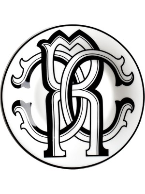 Roberto Cavalli Monogram Siyah Beyaz Desenli Porselen Ekmek ve Tatlı Tabağı 16,5 cm