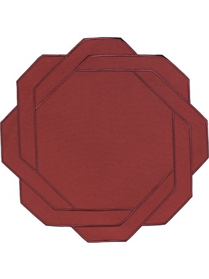Matis Home Line Kate Bordo Geometrik Kesim Pamuklu 2'li Amerikan Servis 42X42 cm