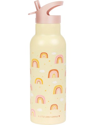Kids Living Etc. Little Lovely Rainbows Açık Sarı Çelik Pipetli Çocuk Termos Suluk 500 ml