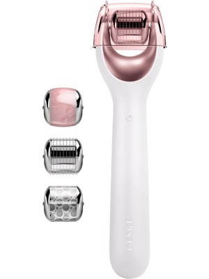 Geske Microneedle Face Roller White Mikro Iğneli Buz Başlığı Pembe Kuvars Başlıklı Dermaroller Bakım Cihazı