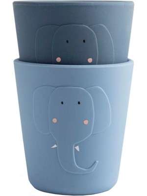 Trixie Mrs. Elephant Mavi Silikon 2'li Çocuk Bardak Seti