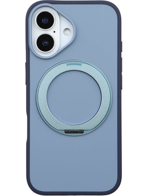Deercase iPhone 16 Premium Fonksiyonel Mavi Standlı Magsafe Uyumlu Telefon Kılıfı