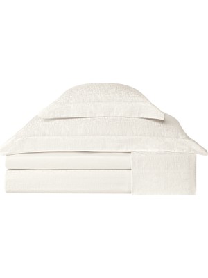 Valeron Leggero Beyaz Pamuk Saten Jakar Super King Size Nevresim Takımı 260 x 240 cm