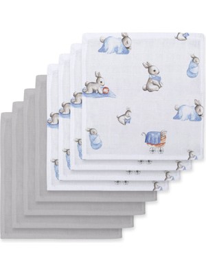 Deux Lapins %100 Müslin Iconique Lapin&cotton Grey  10`lu Bebek Ağız Bezi