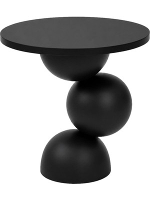 Solano Design Artu Siyah Ahşap Yan Sehpa