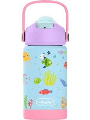 SipnJoy Flipsip Ocean Whisper Mavi Pembe Çocuk Termos Suluk 360 ml
