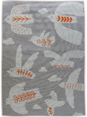 Itsy Bitsy Kids Bird Of Life Gri Yıkanabilir Çocuk Halısı 120 x 160 cm