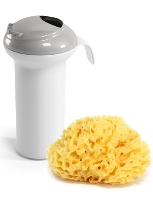 Okbaby Splash Açık Gri Bebek Duşu ve Doğal No:12 Orta Banyo Süngeri Bebek Banyo Seti