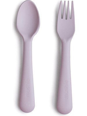 Mushie Soft Lilac 6+ Ay Bebek Çatal Kaşık Seti