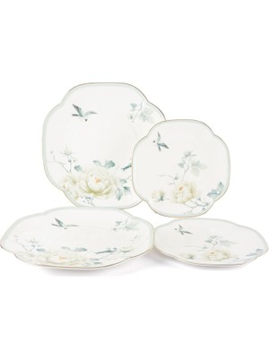 Mikasa Moor Vol De Fleurs Porselen 2'li Pasta Tabağı ve 2'li Servis Tabağı Seti