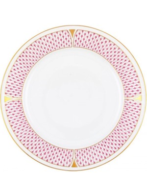 Herend Pembe Geometrik Desenli Porselen Yemek Tabağı