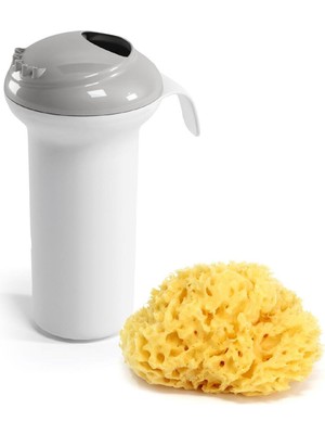 Okbaby Açık Gri Bebek Duşu ve Doğal No:10 Küçük Banyo Süngeri Bebek Banyo Seti