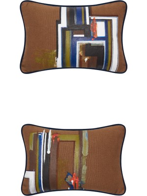 Alpaq Studio Keten Üzerine El Boyaması 2'li Yastık 30X50 cm