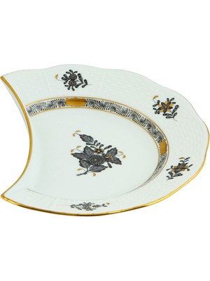 Herend Apponyi Siyah Desenli Porselen Salata Tabağı 18,8 cm