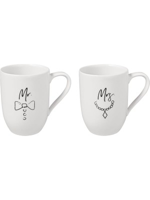 Villeroy & Boch Statement Mesajlı 'mr And Mrs' Beyaz Porselen 2'li Kupa Seti