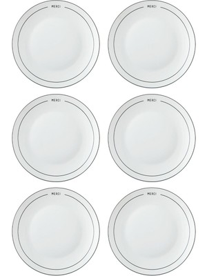 The Mia Round Bone China Porselen 6'lı Pasta Tabağı Seti