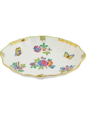 Herend Victoria Desenli Renkli Porselen Oval Servis Tabağı 22 cm