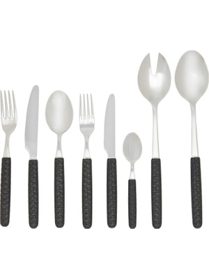 Neva Posateria Creativa Intreccio Siyah 74 Parça Çatal Bıçak Kaşık Seti