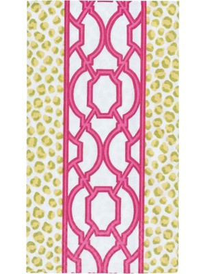 Caspari Knots And Spots Green & Fuchsia Guest Towel Desenli 15'li Servis Peçetesi Seti