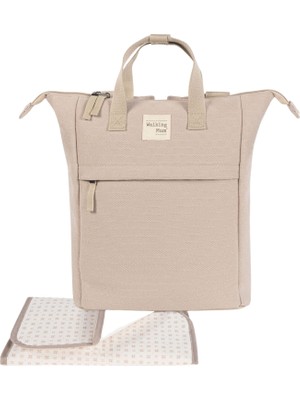 Walking Mum Apricot Bej Pamuklu Eco Mum Bebek Bakım Sırt Çantası