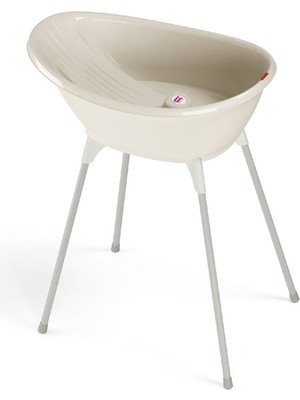 Okbaby Bella Dijital Termometreli Çift Yönlü Küvet ve Kırık Beyaz Küvet Taşıyıcı Bebek Banyo Seti