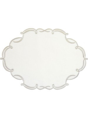 Matis Home Line Bella 2'li Gümüş Nakışlı Keten Amerikan Servis 35X50 cm