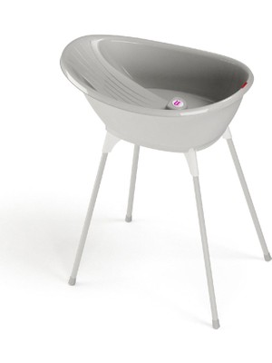 Okbaby Bella Dijital Termometreli Çift Yönlü Küvet ve Açık Gri Küvet Taşıyıcı Bebek Banyo Seti