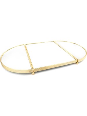 Mikasa Moor Altın Rengi Oval Aynalı Metal Jardinyer Tepsi 79X45 cm