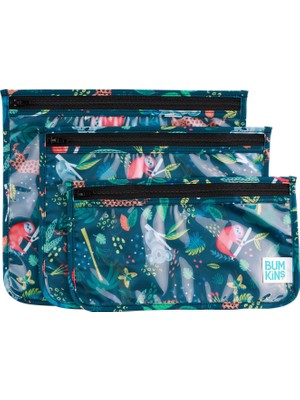 Bumkins Jungle Şeffaf 3'lü Seyahat Çantası Organizer
