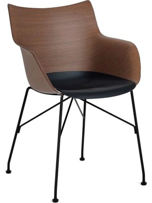 Kartell Q/wood Ahşap Kollu Kahverengi Siyah Sandalye