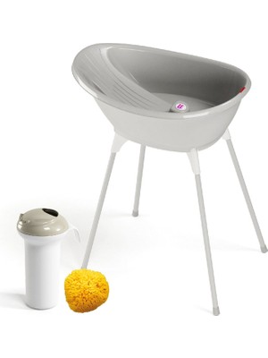 Okbaby Bella Açık Gri 4 Parça Bebek Banyo Seti
