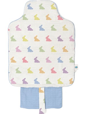 Deux Lapins %100 Pamuk Rainbow Lapin Blue Pratik Katlanabilir Çantalı Alt Değiştirme Matı